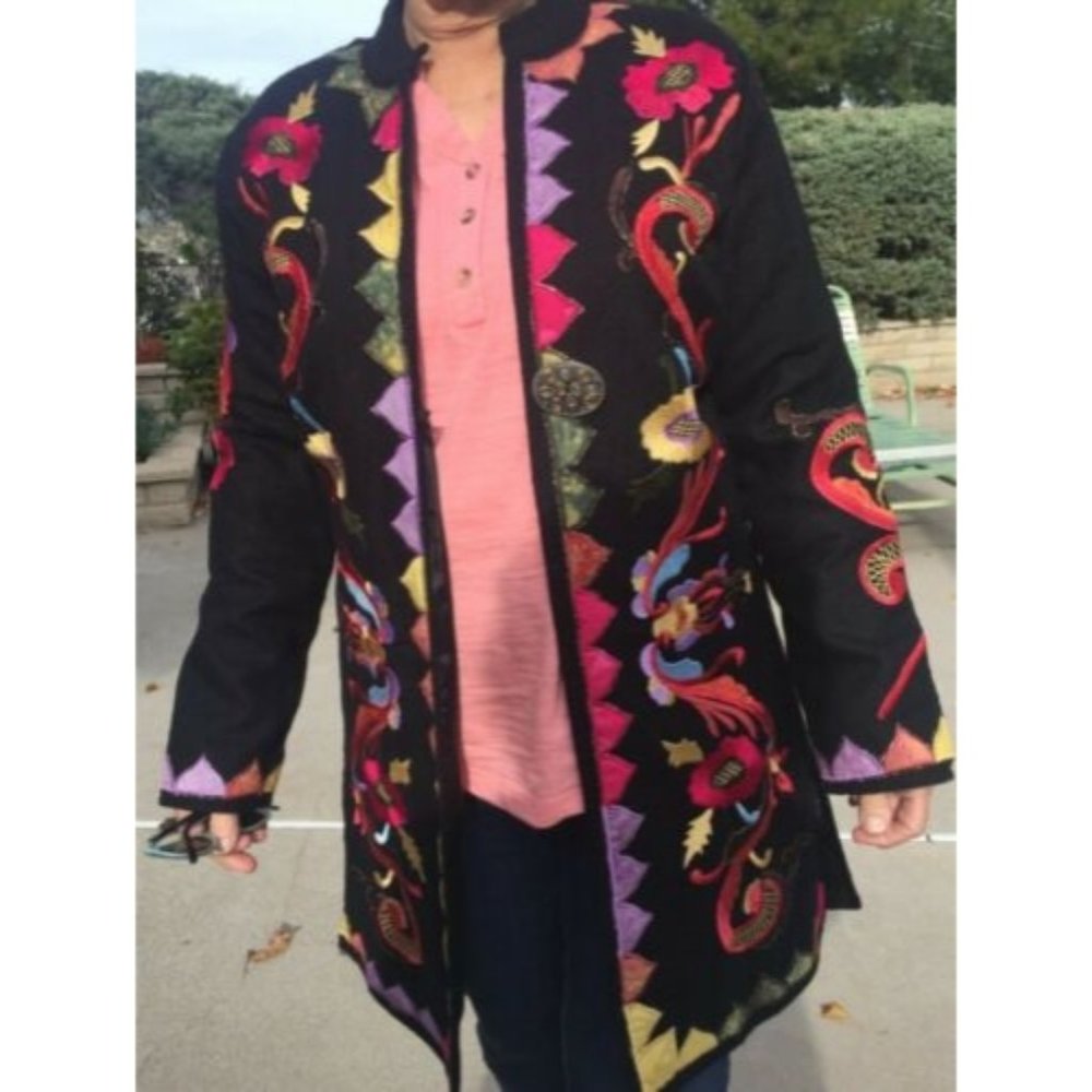 Soft Surroundings Black Embroidered Parisian Jacket  2X